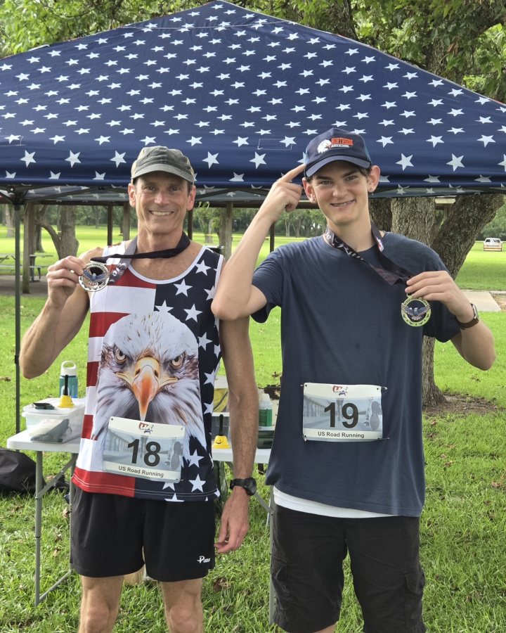 Steven Miller at Eagle 5K & 10K, Byron, GA (30) - 07/25/2026 after earning Best Costume