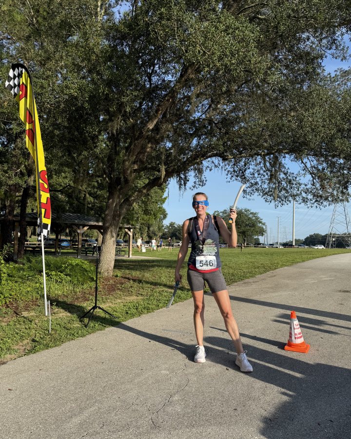 Bonnie Saxton at Ninja 5K, 10K & 13.1M at Ocala, FL (33) - 08/15/2026 after earning Best Costume