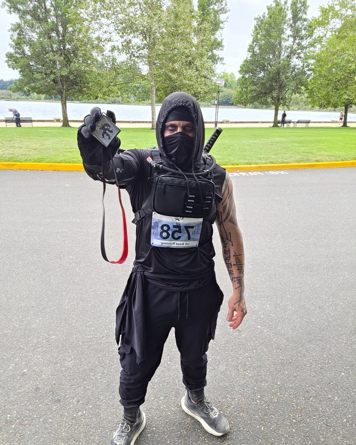 Chris Craft at Ninja 5K, 10K, & 13.1M at Olympia, WA (34) - 08/22/2026 after earning Best Costume