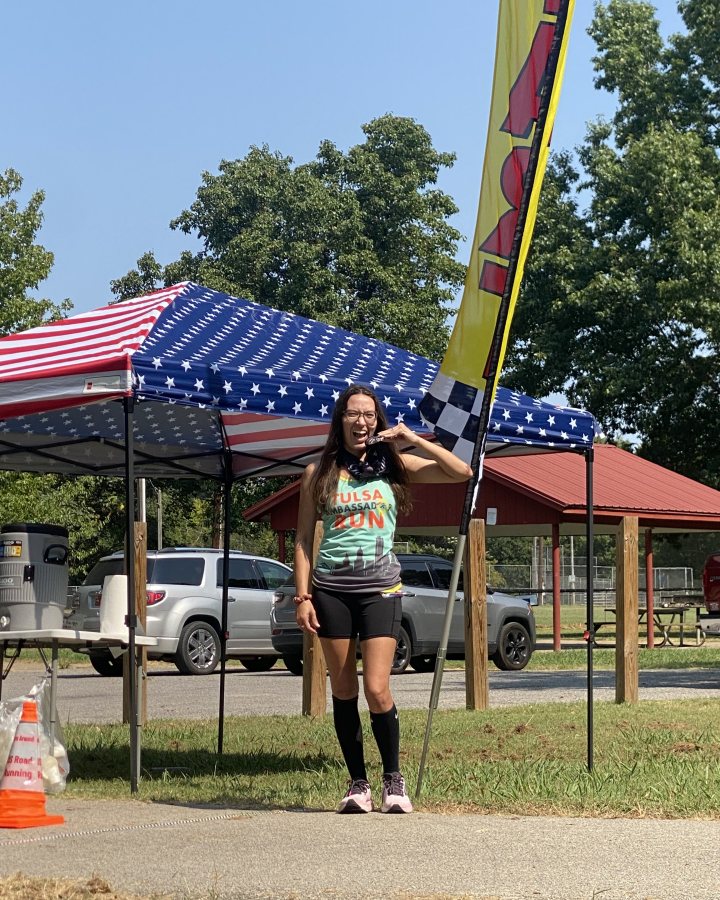Ashley Brashears at Medal Madness 5K, 10K, & 13.1M at Sapulpa, OK (33) - 08/08/2026 after earning 1st FEMALE Overall