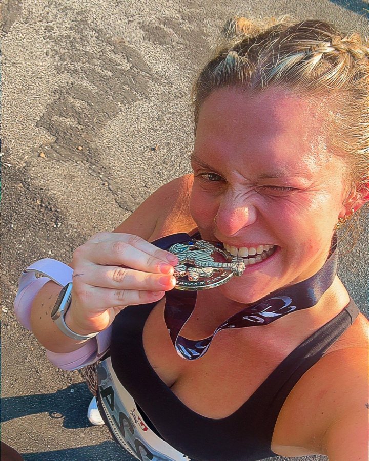 Aubree Morris at Haunted 5K & 13.1M at Hickory, NC (40) - 10/03/2026 after earning 1st FEMALE Overall