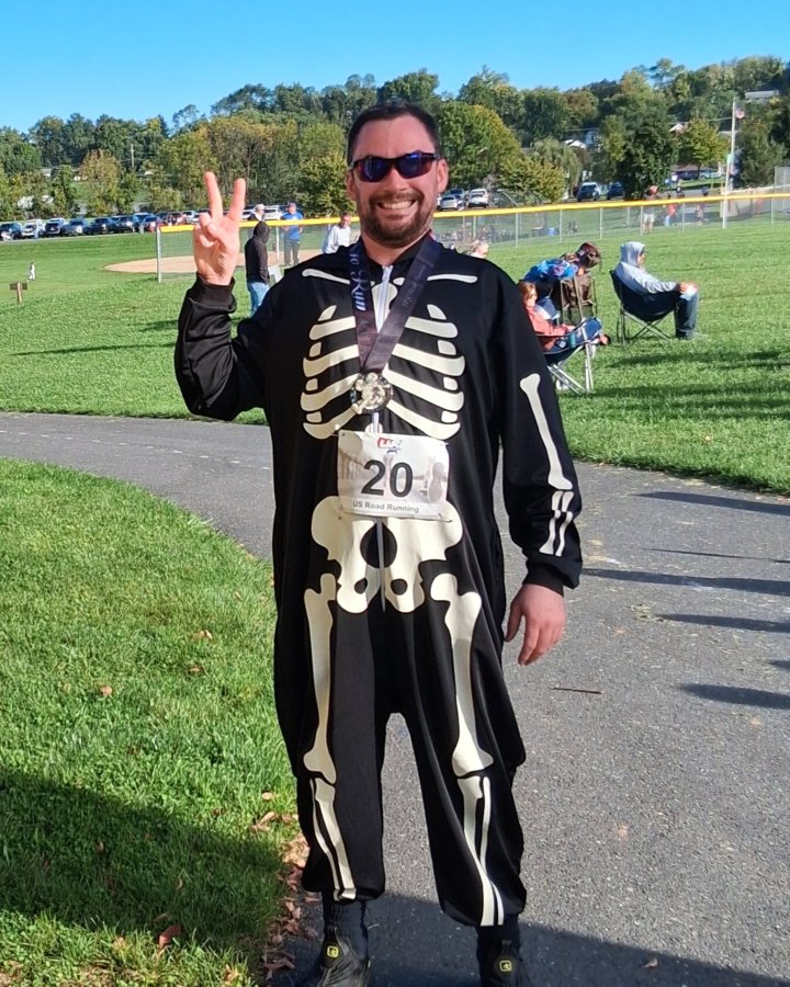 Samuel Roelke at Haunted 5K, & 10K at New Cumberland, PA (40) - 10/03/2026 after earning Best Costume