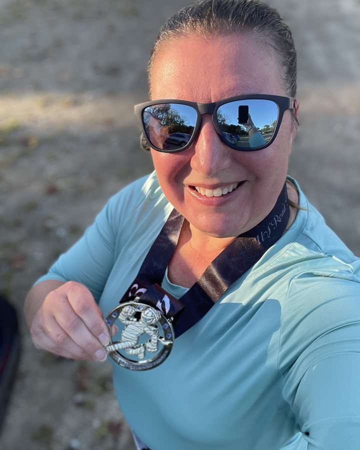 Julie Matlaga at Haunted 5K, 10K, 13.1M & 26.2M at Beavercreek, OH (40) - 10/03/2026 after earning 2nd FEMALE Overall