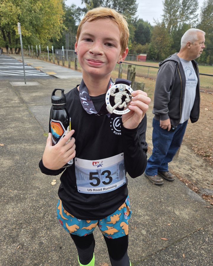 Kingston Gallucci at Haunted 5K, 10K, 13.1M at Vancouver, WA (42) - 10/17/2026 after earning 2nd MALE Overall