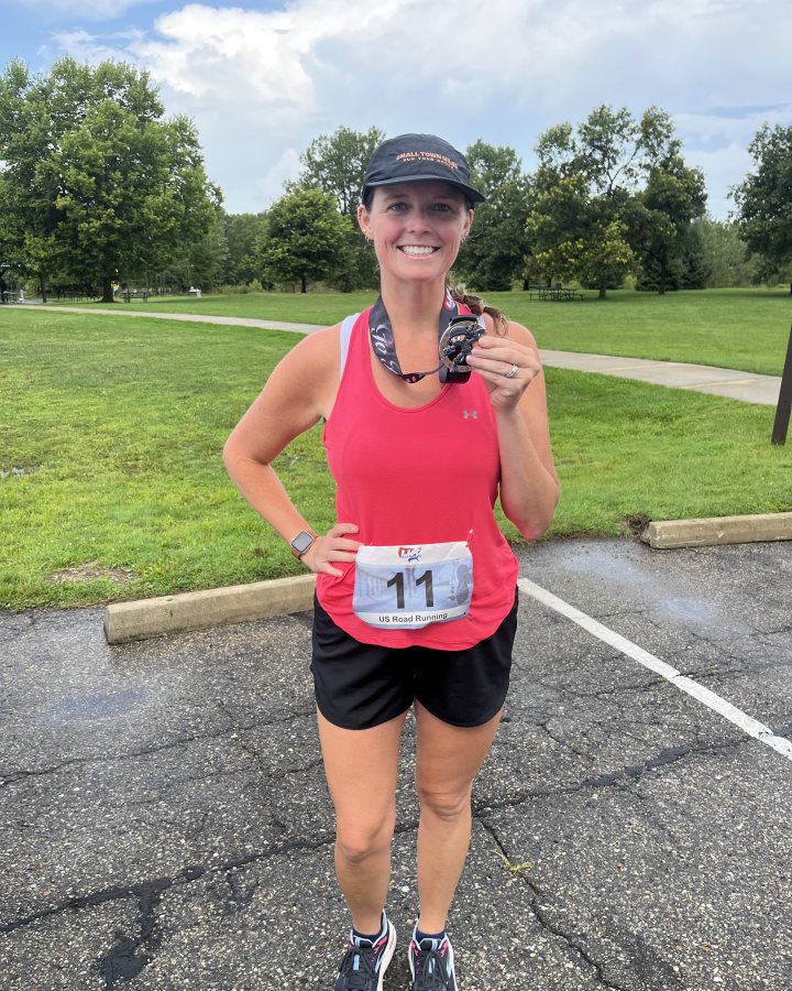 April Williams at Ninja 5K, 10K, & 13.1M at Lansing, MI (34) - 08/22/2026 after earning 1st FEMALE Overall