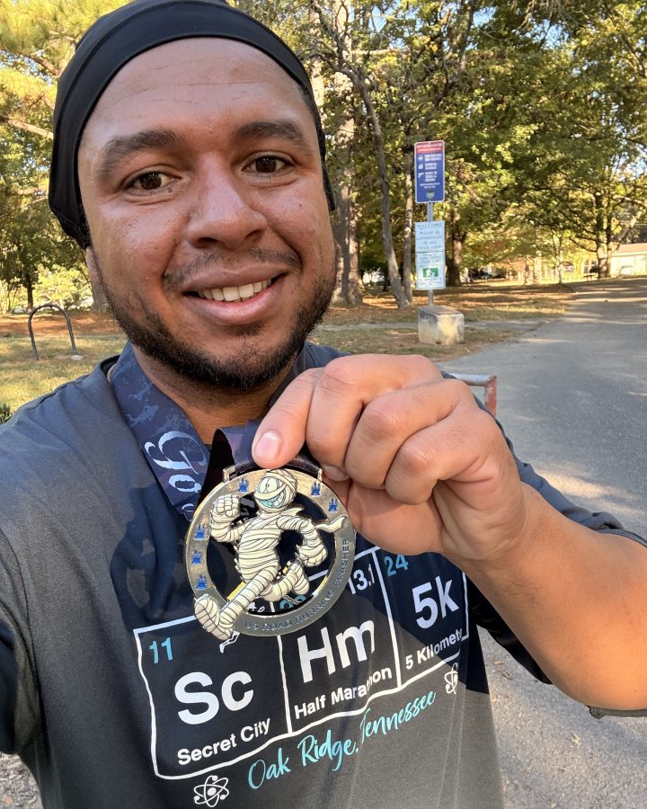 Armando Vega at Haunted 5K, 10K, & 13.1M at Knoxville, TN (42) - 10/17/2026 after earning 2nd MALE Overall